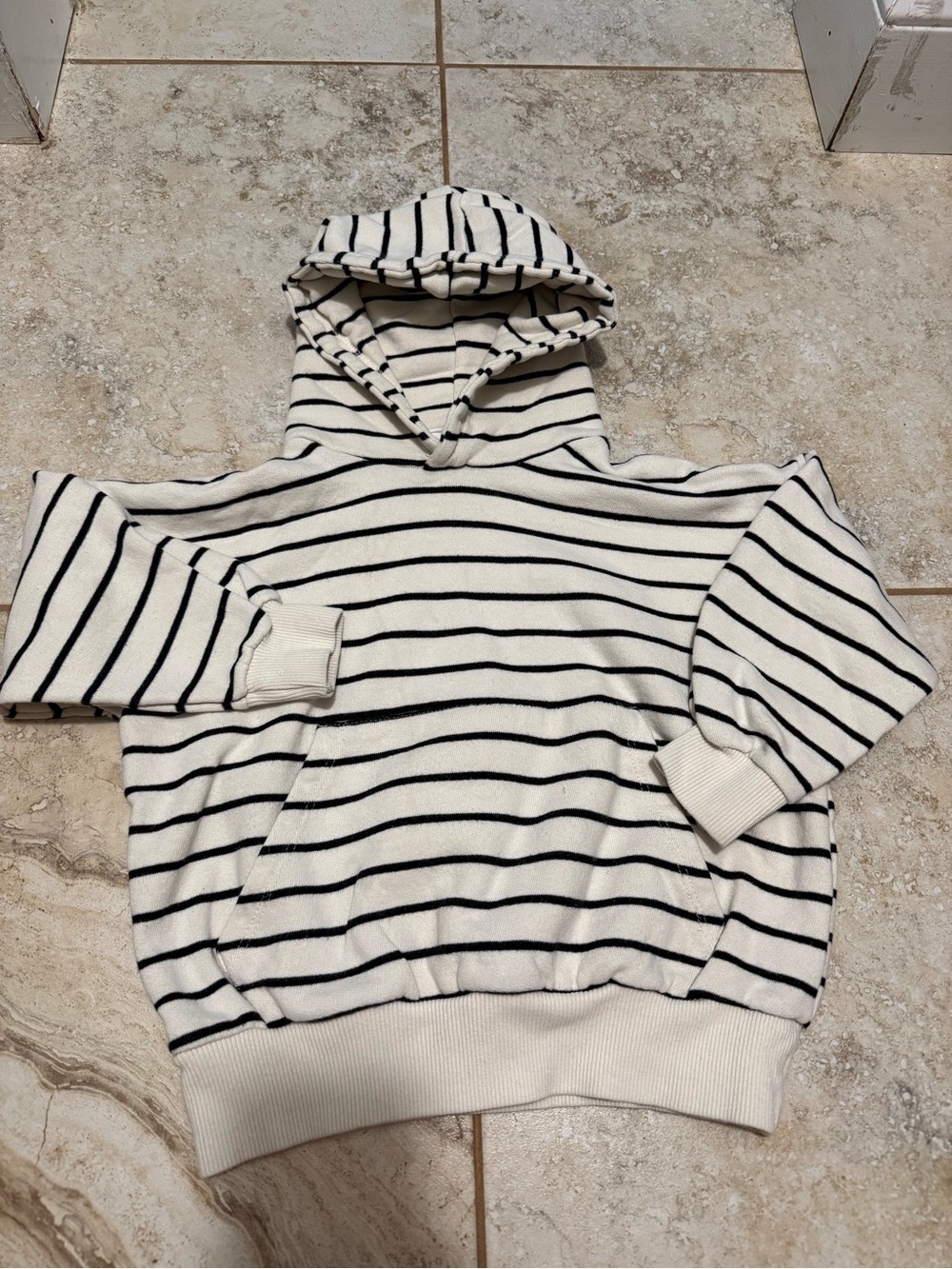Zara Kids Cream and Black Striped Hoodie